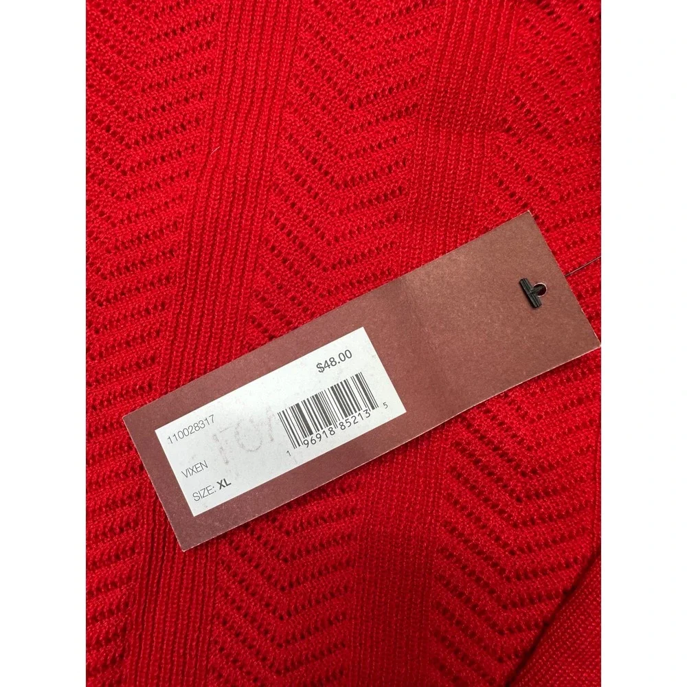 Love Scarlett‎ Vixen Red Mock Neck Sweater Gold Button Shoulder Chevron XL NEW